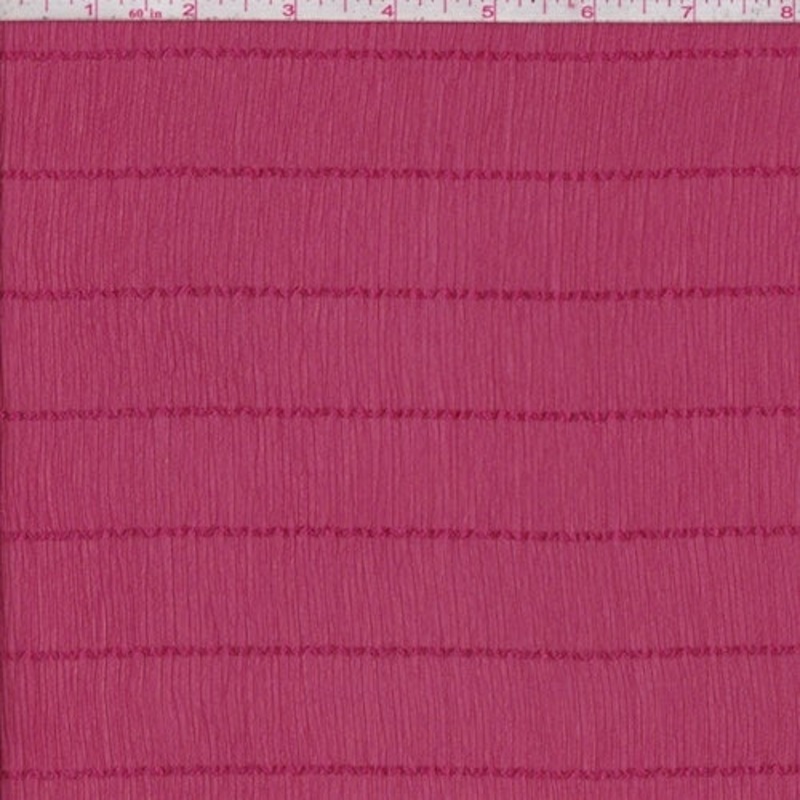 Raspberry Stripe Crinkle Chiffon Fabric