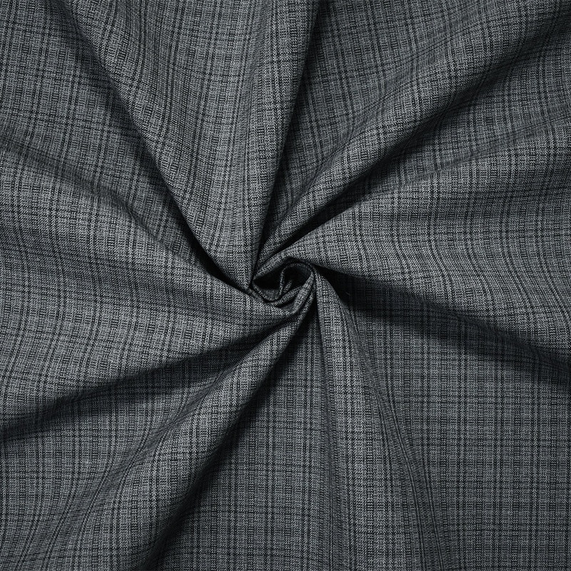 Gray-Black Poly-Wool Japanese Plaid Woven Suiting Fabric