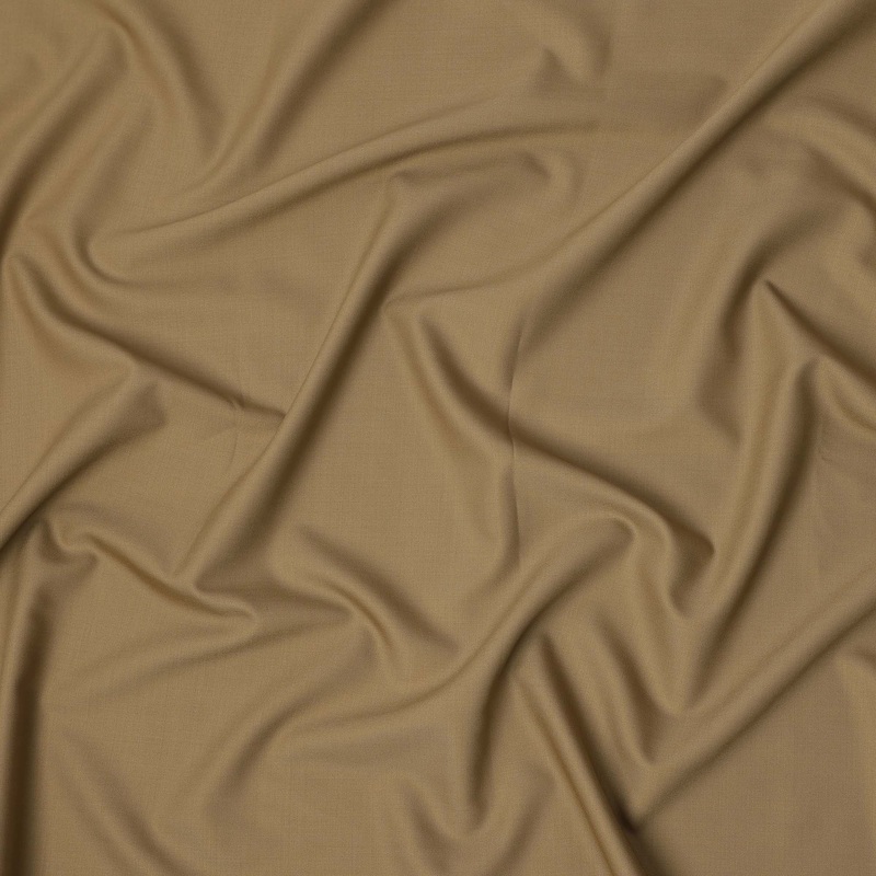 Beige Plain Super 120's Blended Wool Suiting Fabric, 150 Cms, India-D24969