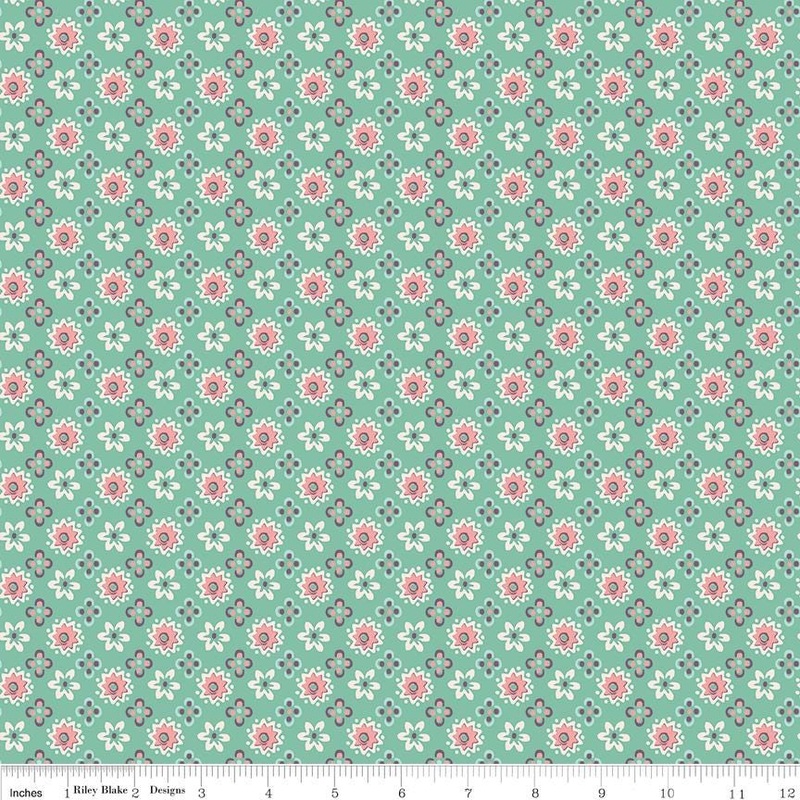Piece and Plenty Sea Glass Blossoms Yardage C15873-SeaGlass by Lori Holt for Riley Blake Designs sold by 1/2 yard increments