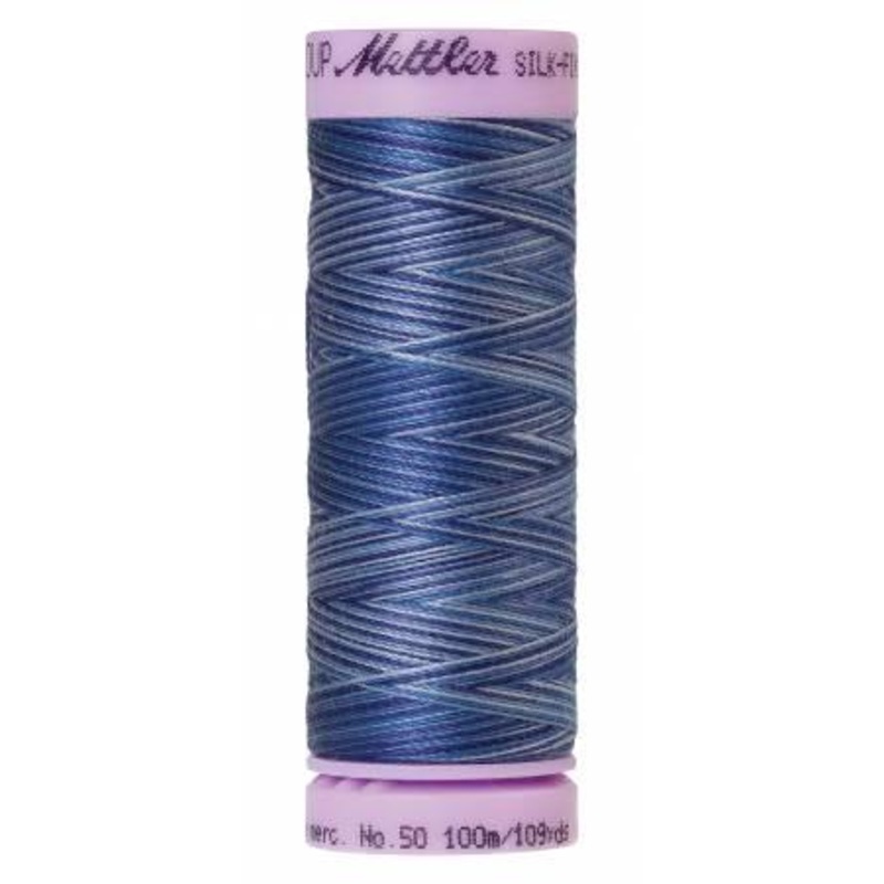 Silk-Finish Evening Blue 50wt 100M Variegated Cotton Thread - 9075-9812