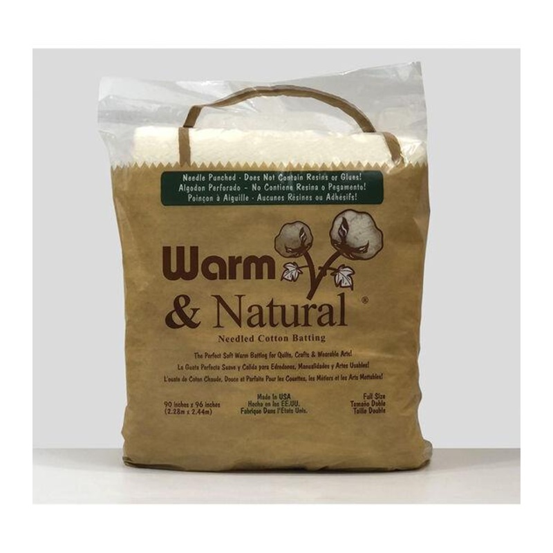 Warm & Natural Cotton Needled Batting 90"x96" Full White