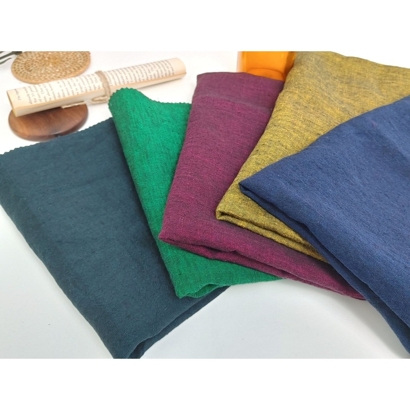 100% Linen Chambray Fabric, Light~Medium Weight, 2024 New Colorways 7823 7824 7778 7822 7662 Yellow(dark)