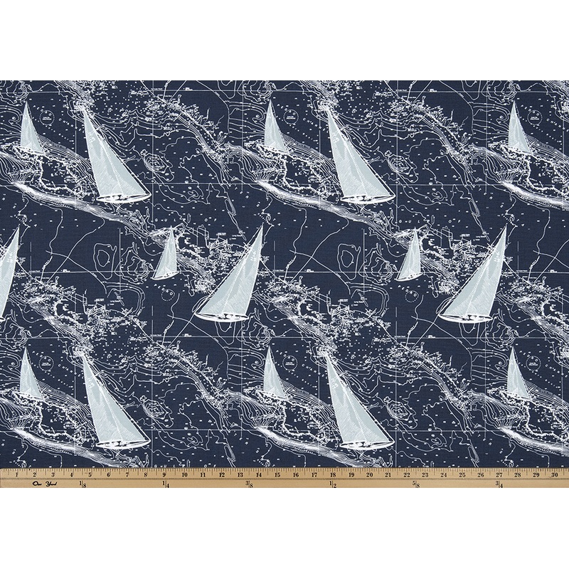 Sail Away Vintage Indigo Fabric By Premier Prints