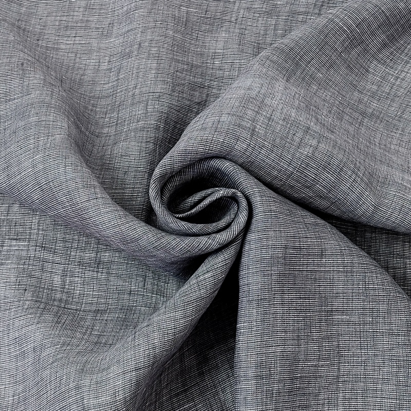 100% Linen Dot Chambray Fabric - Soft Blue & Grey, Fine 21s Yarn Gray 4611