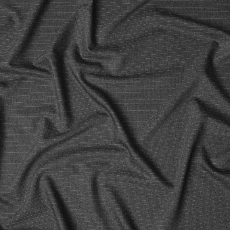 Dark Grey Fine Pinstripe Blended Poly Wool Suiting Fabric 150 Cms Width Soft Durable Wrinkle Resistant Material for Formal Wear Suits Trousers Blazers-D28589
