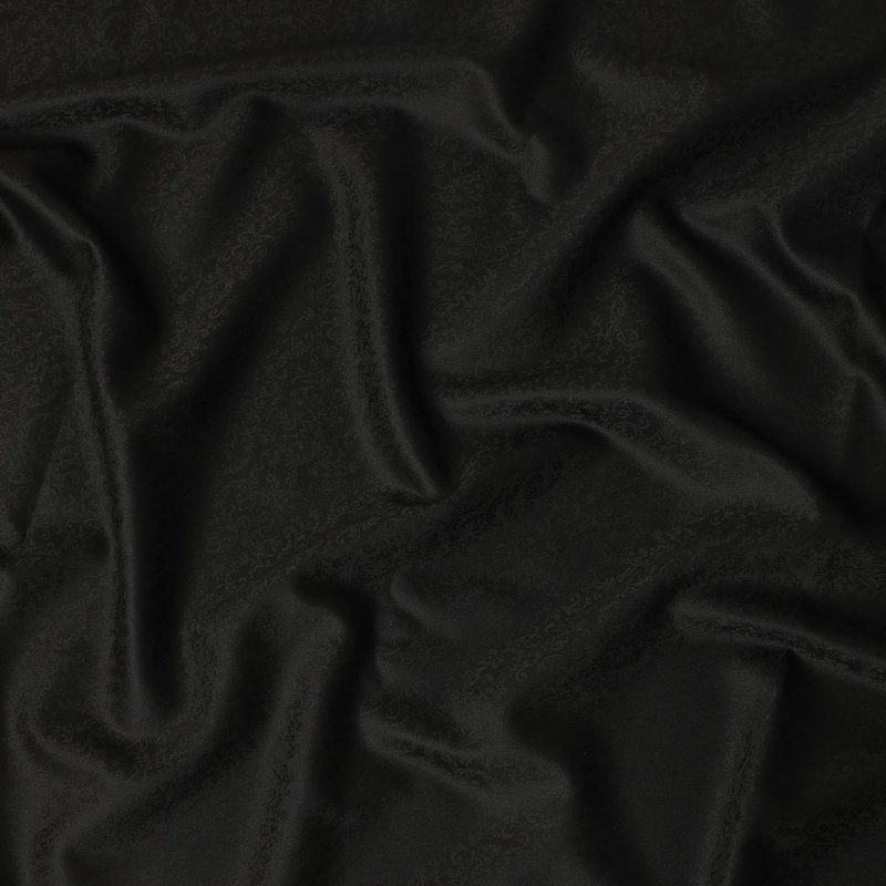 Jet Black Super 130's Blended Wool Premium Italian Suiting Fabric Finely Woven, 150 cm Width, 3.6 Mtrs Piece, Made In Italy-D29179