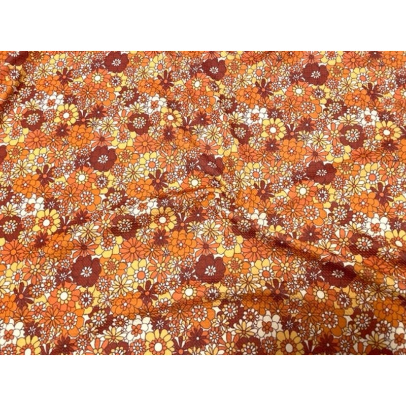 Retro Fall Floral Bullet Print #787 Ribbed Scuba Techno Double Knit 2-Way Stretch Poly Spandex Apparel Craft Fabric 58"-60" Wide BTY