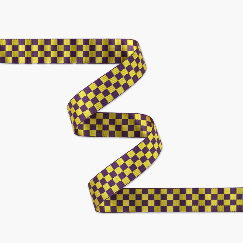 1-1/2" Checkerboard Purple/Yellow Webbing