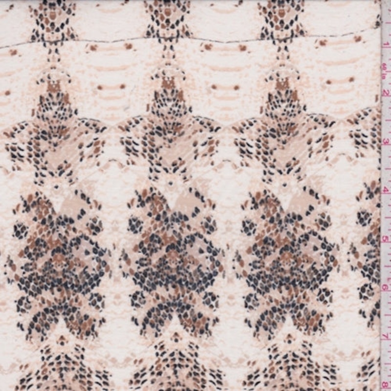 Ecru Snakeskin Print Silk Voile Fabric