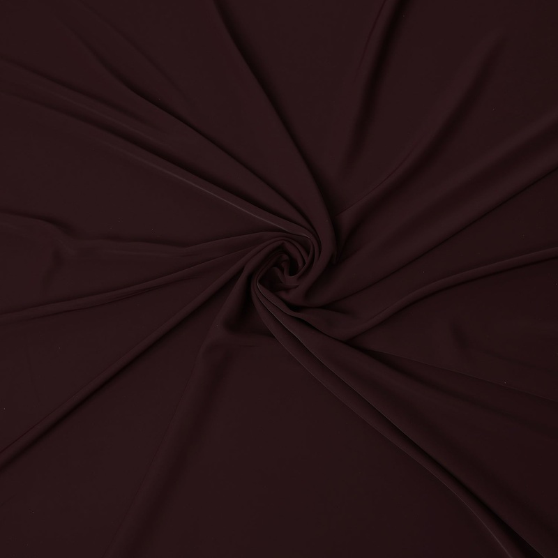 Rich Brown Burgundy Solid Stretchable Crepe Fabric Lightweight Dress Material 150cm Width Premium Quality Soft Finish Indonesian Origin - D29347
