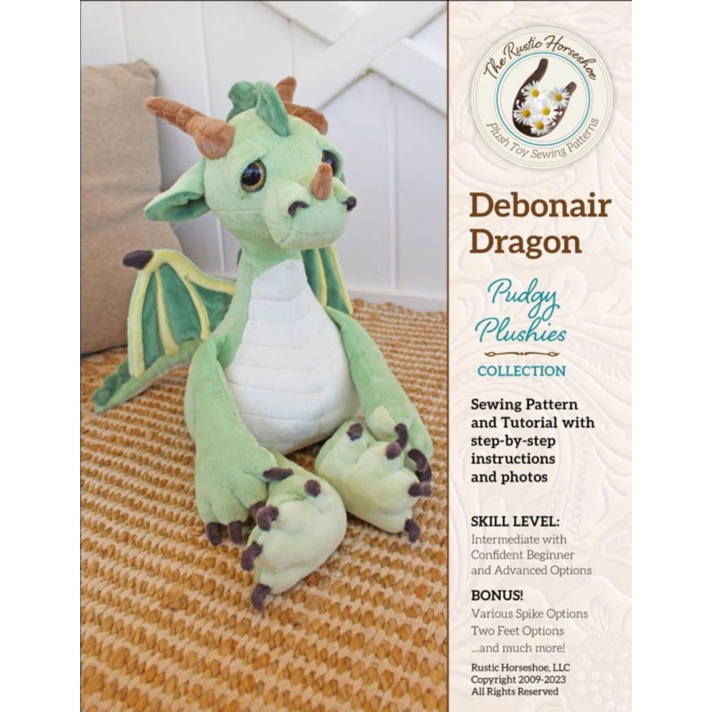 The Rustic Horseshoe Debonair Dragon Stuffable Sewing Pattern PATTRN-8042D