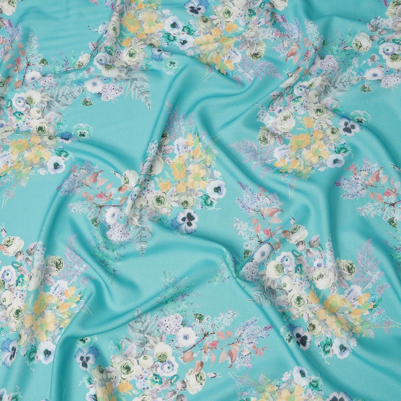 Turquoise Pure Silk Satin Fabric, Width 140 Cms, South Korea-D22079