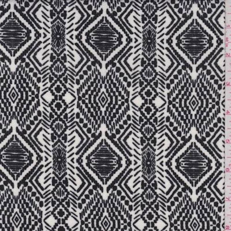 1 5/8 YD PC-Off White/Black Aztec Stripe Liverpool Knit Fabric