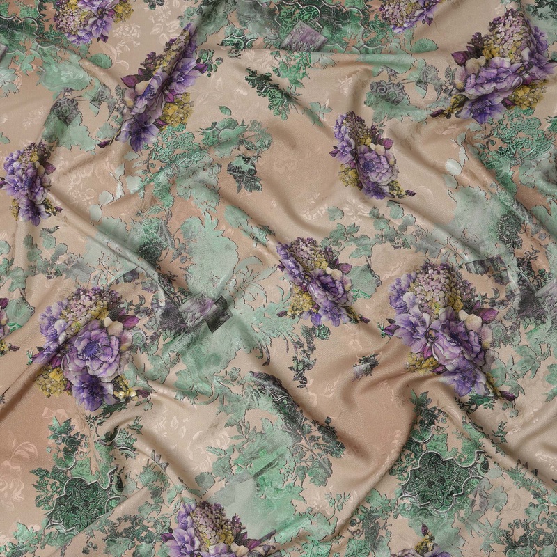 Brown Pure Silk Satin Fabric with Film Metallic, Width 140 Cms, South Korea-D22080