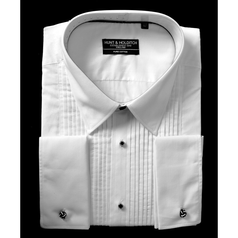 REDUCED Wide Pleated Front Evening Shirt - Turndown Collar (SH255R)