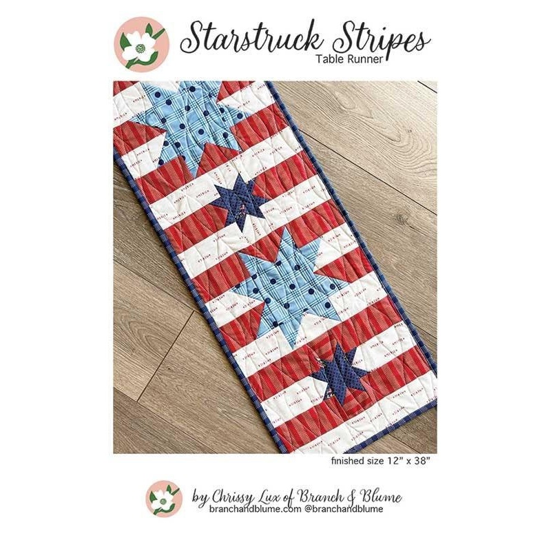Starstruck Stripes Table Runner Printed Pattern only Size is 12" x 38" BNB2314 by Chrissy Lux of Branch and Blume