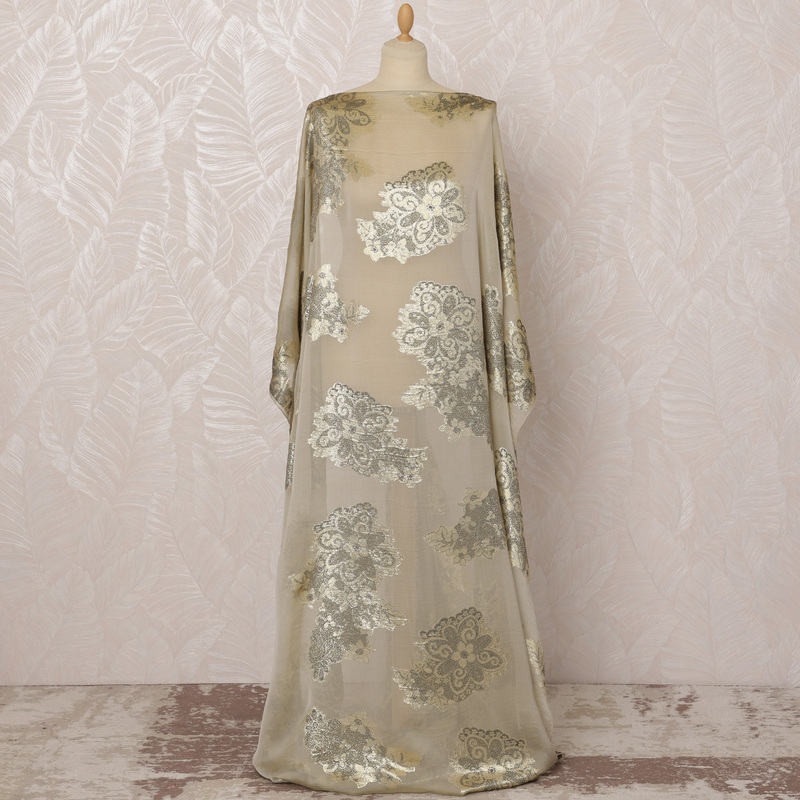 Champagne Gold Somali Silk Chiffon Dirac Fabric with Metallic Lurex, 3.5 Meters, 140 cm Width-D20867