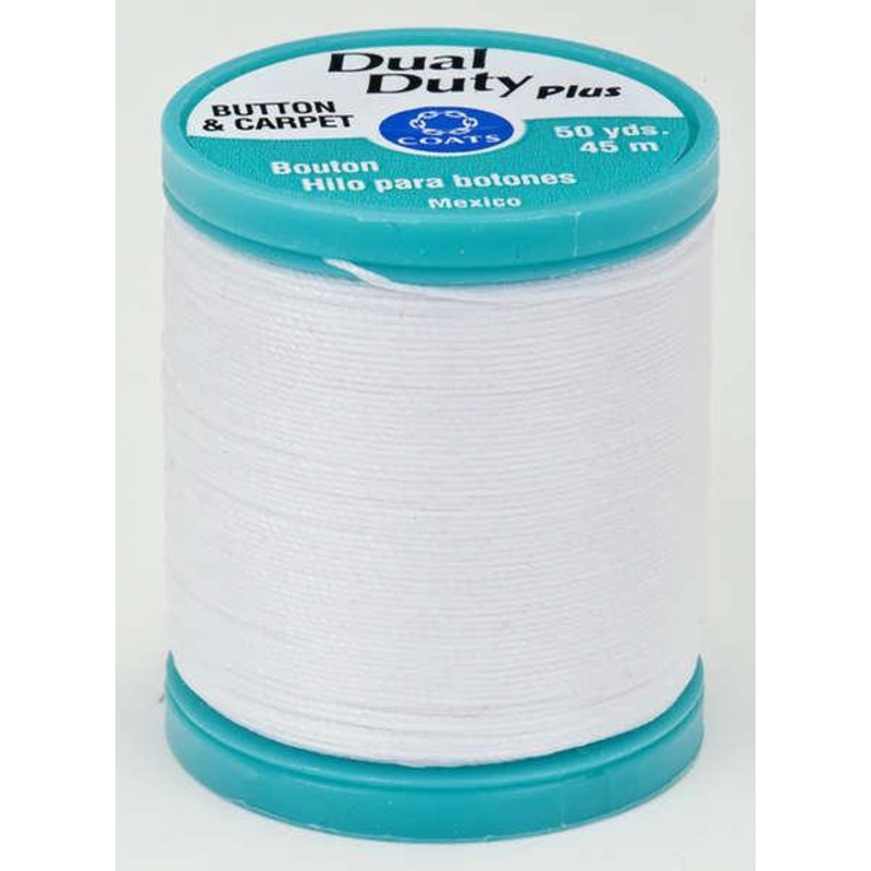 Dual Duty Plus Button and Carpet Thread 50yds 10wt White - S9200100