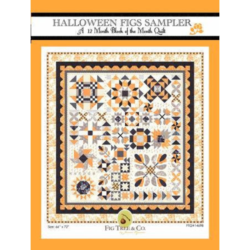 Halloween Figs Sampler Block Of The Month Pattern Only FTQ1469B