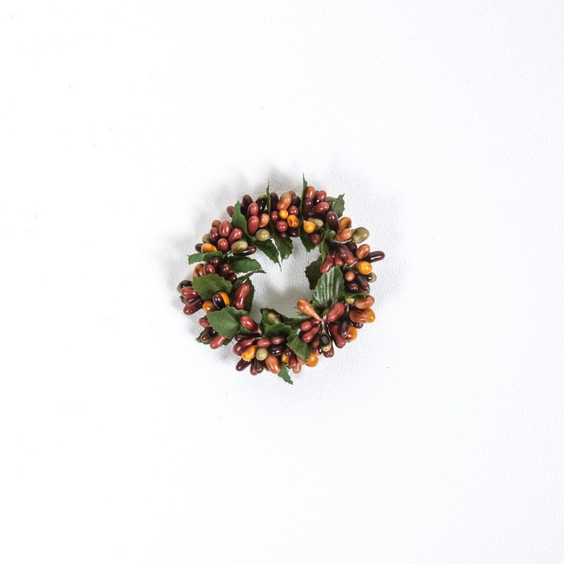 1.5" Rice Berry Candle Ring, Burnt Orange, Mustard, Mixed