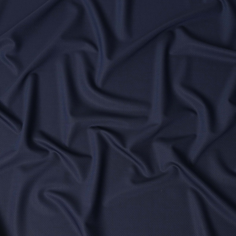 Navy Blue Birdseye Self Weave Super 130's Blended Wool Premium Italian Suiting Fabric, 150 cm Width, 3.5 Mtrs Piece, Made In Italy-D29172