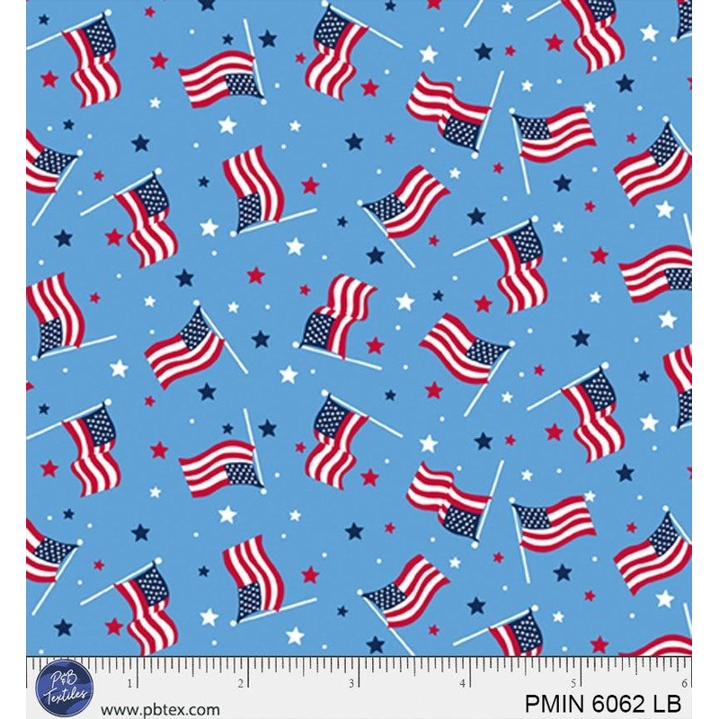 Patriotic Minis-Tossed American Flags Light Blue PMIN-06062-LB