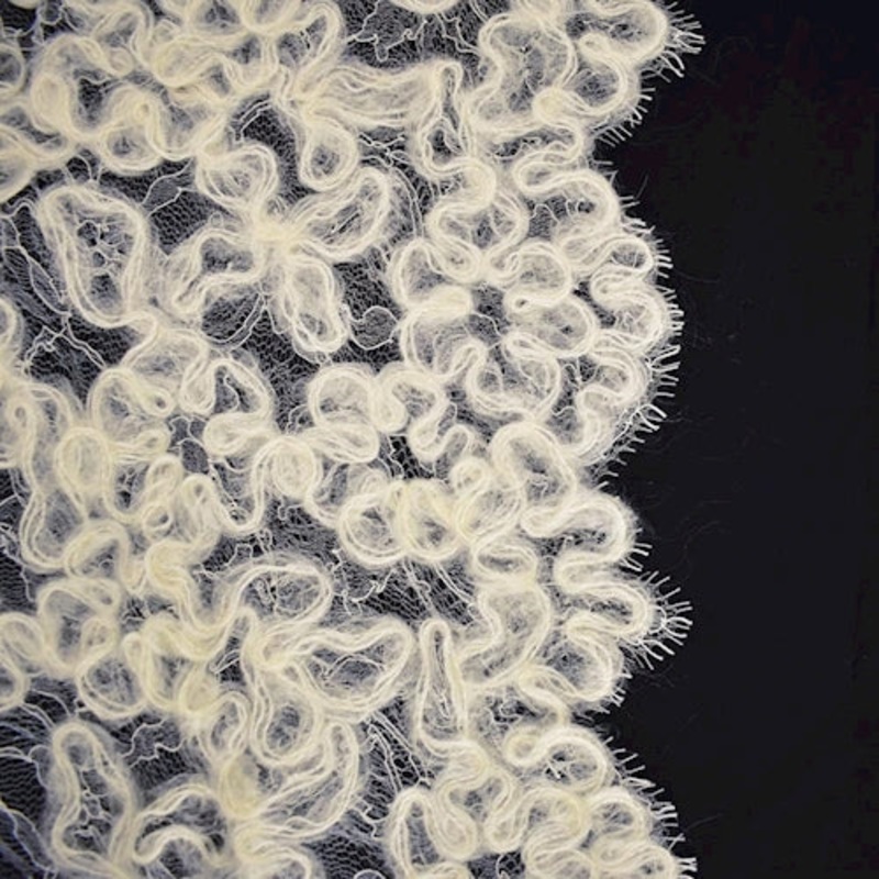 4 YD/PC - Ivory Solstiss Mohair Wool French Lace Fabric