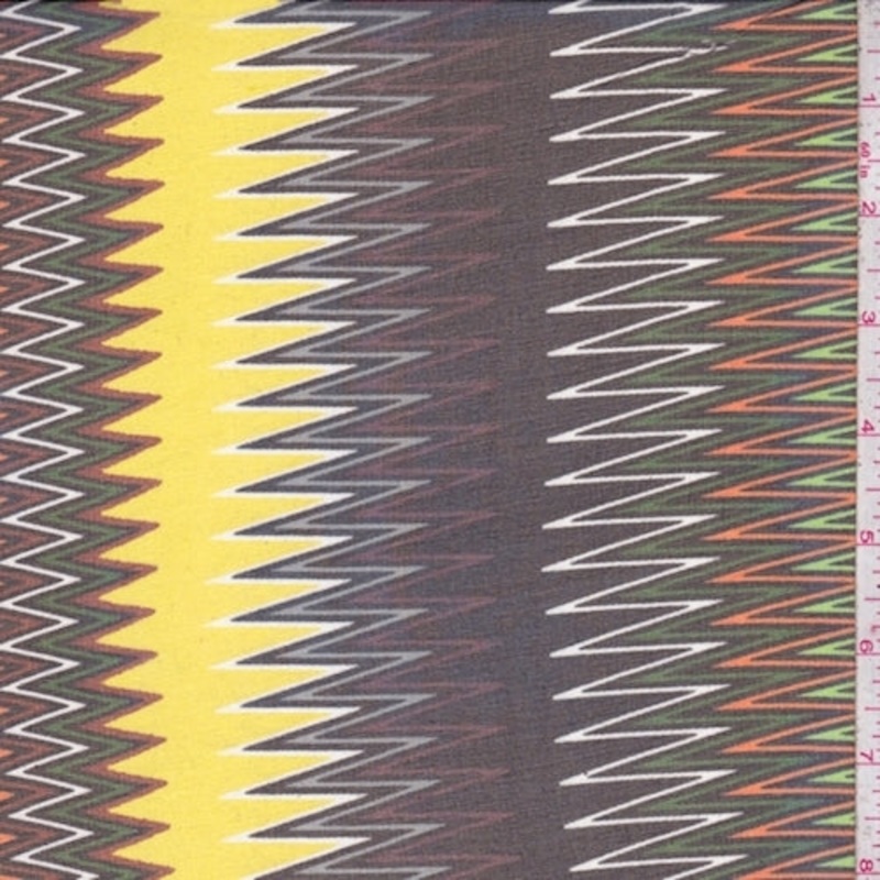 3 YD PC-Yellow/Lime/Nickel Zig Zag Silk Chiffon Fabric