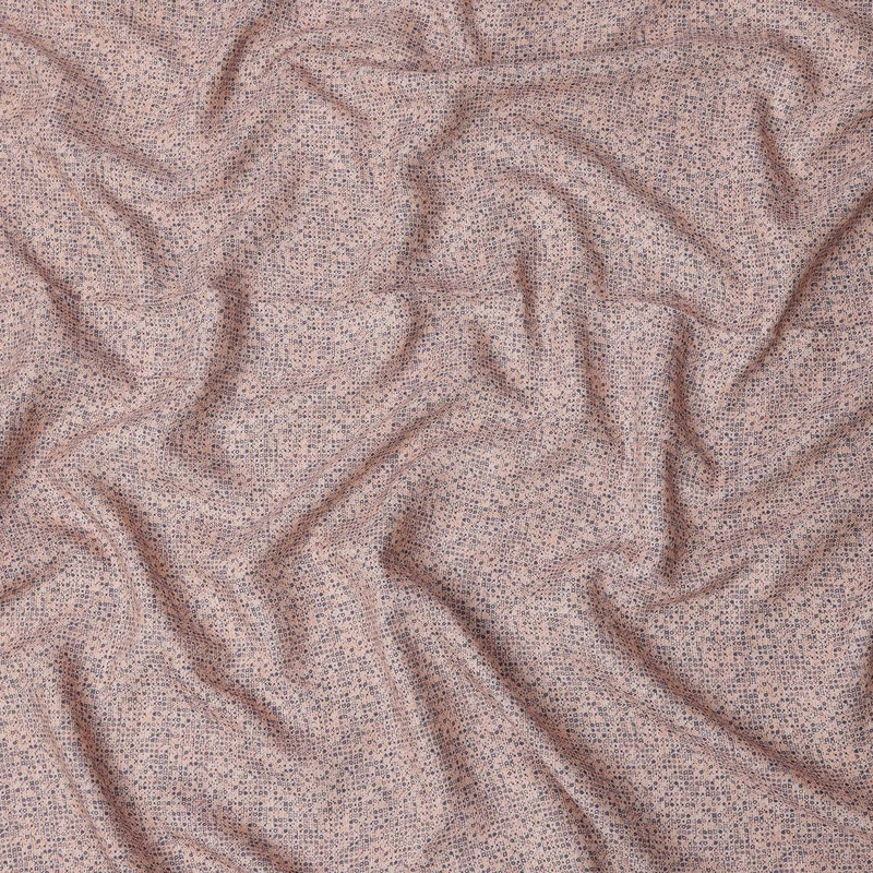 Peach Viscose Linen Blended Fabric with Tiny Abstract Dot Print, 110 cms Width, Made in India-D25116