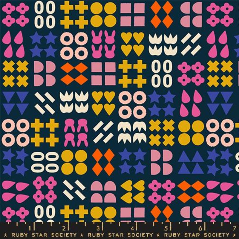 Woodland Park Shapley Teal Navy Yardage RS1083-14 by Rashida Coleman-Hale Sold in 1/2 yard increments cut continuously
