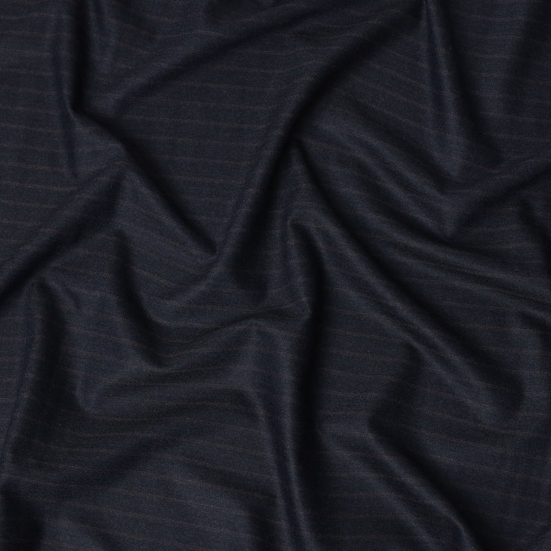 Dark Navy Pinstripe Premium Super 140s Italian All Wool Suiting Fabric by CARLO BARBERA, Width 150 Cms, 3.750 Mtrs, Made in Italy-D26559