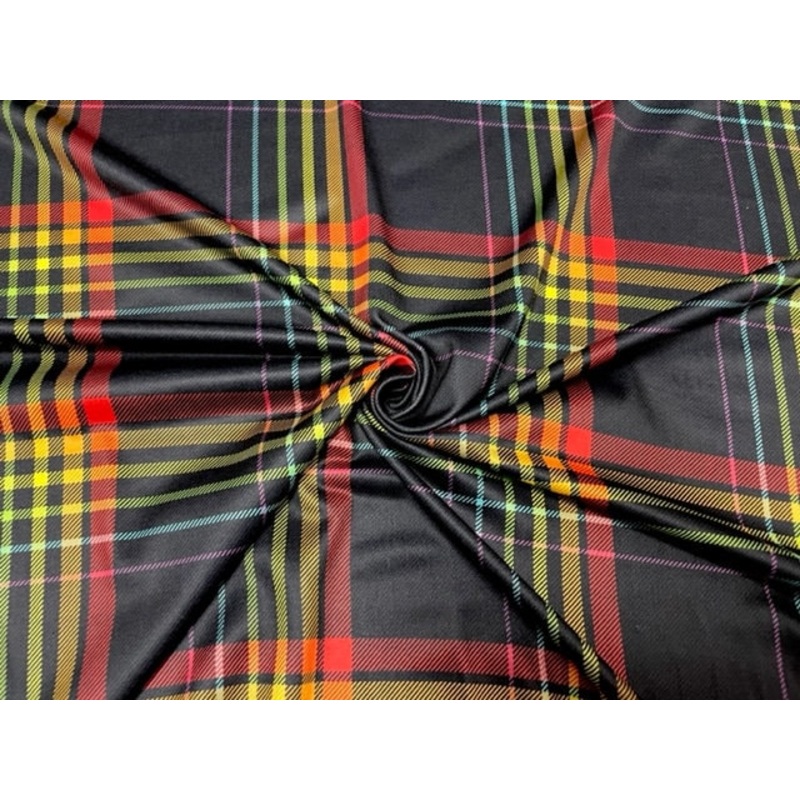 Rainbow Plaid DBP Print #836 Double Brushed Polyester Spandex Apparel Stretch Fabric 190 GSM 58"-60" Wide By The Yard