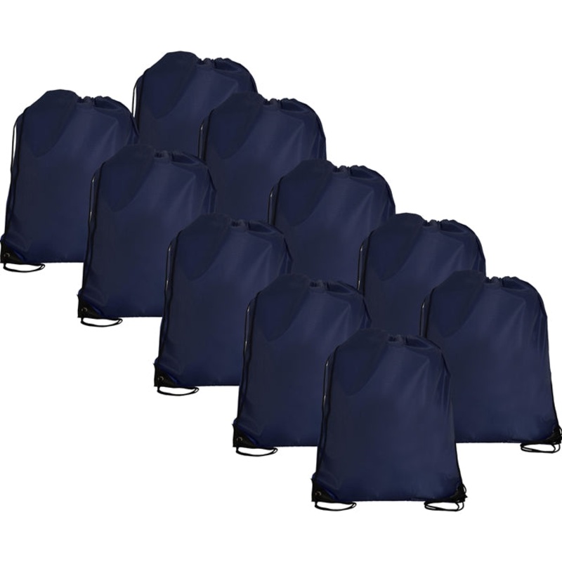 10 Drawstring Tote Bags - Navy