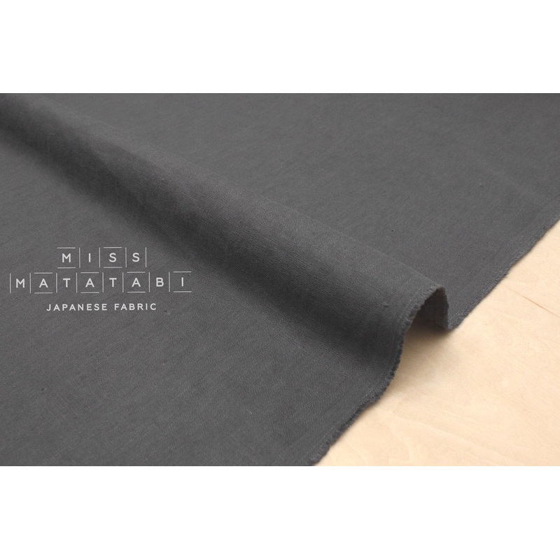 100% brushed linen - charcoal