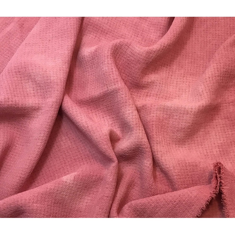 Bubblegum Pink - Hand Dyed Squares Weave Silk Noil (45")