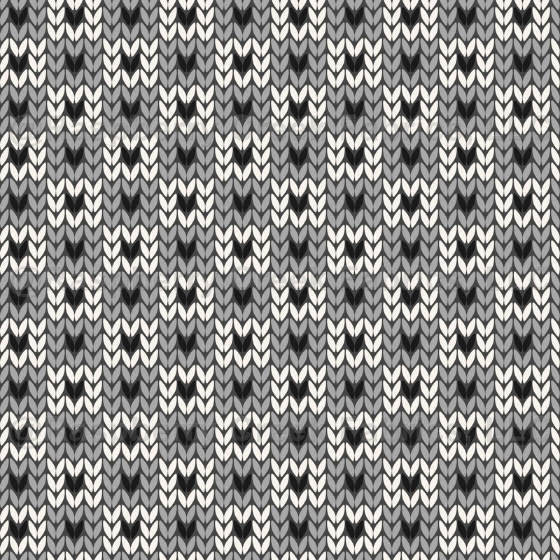 Faux Knitted Wool Comforting Country Warm Nordic Hygge Style Hearts Black Checks White Grey