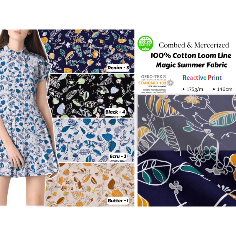 100% Cotton Loom Line Magic Summer Fabric- 114 Denim - 3