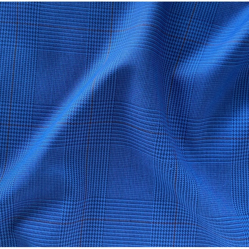 Piacenza Light-Weight Cobalt Plaid Wool & Cashmere Suiting (Made in Italy)