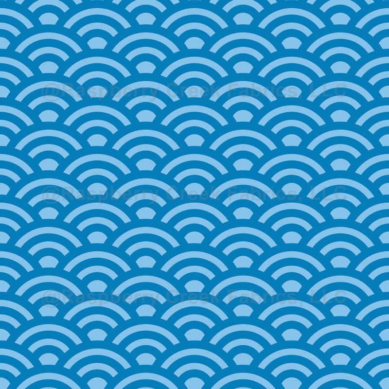 Seigaiha, Waves, Traditional Japanese Pattern, Blue and Baby Blue