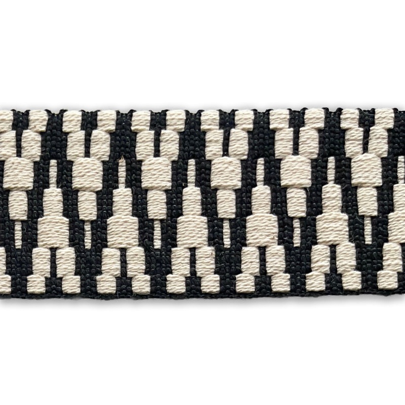 1 1/2" Stacked Onyx & Ivory Cotton Braided Trim (Made in Italy)