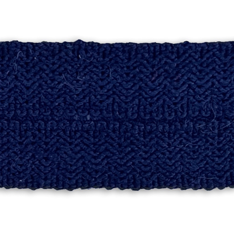 1" Textured Navy Braided Wool Fold-Over Trim (Made in Japan)