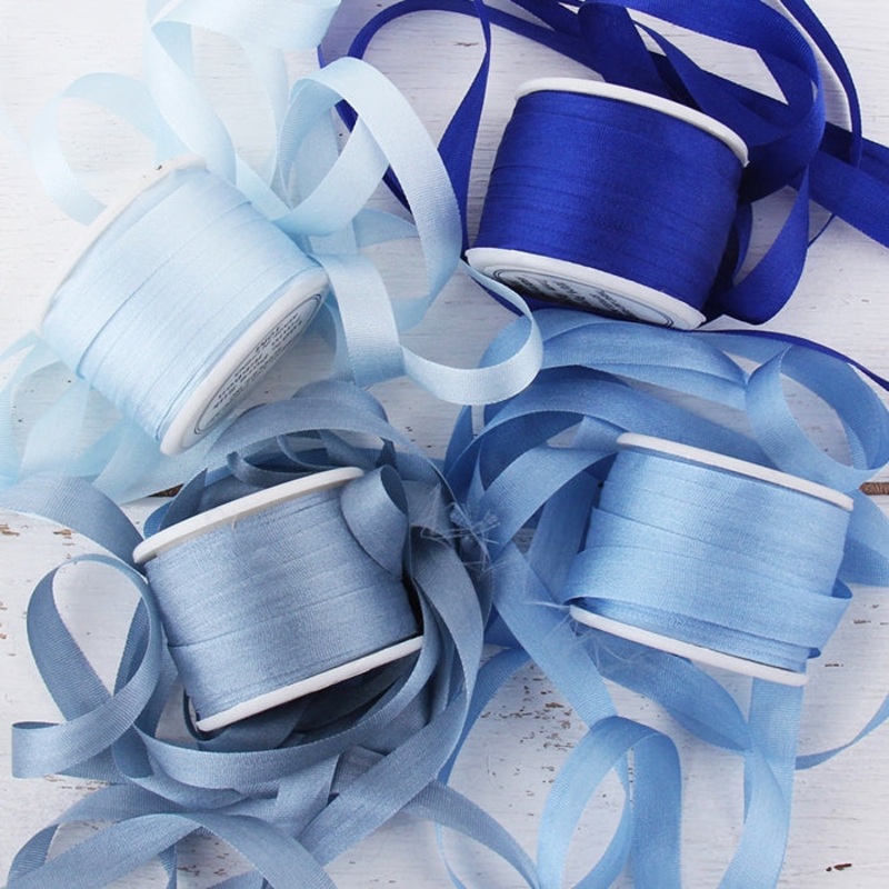 7mm Silk Ribbon Set - Blue Shades - Four Spool Collection