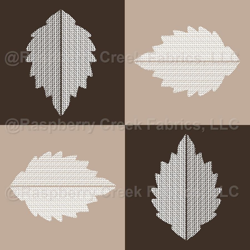 Folk Leaf Grid Botanical Pattern in Mocha and Taupe Modern Nature-Inspired Fabric