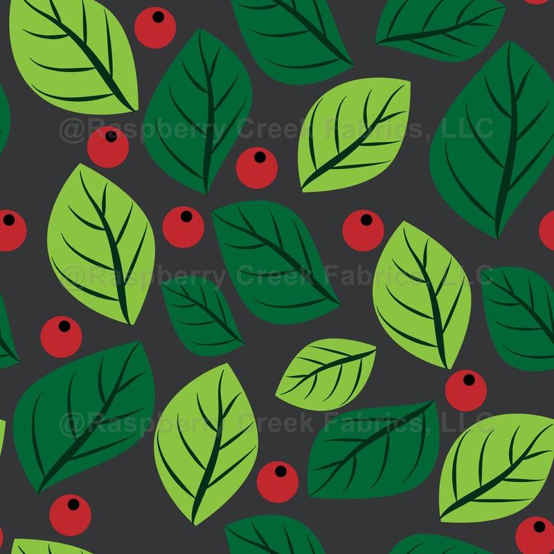 Green Leaves, Red Berries, Pattern Of Leaves