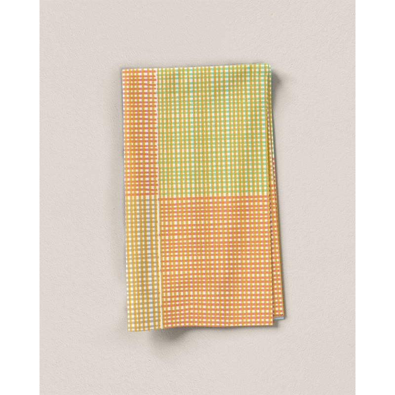 Sunkist Prism Check Screen Print Cotton - 1 Yard Remnant