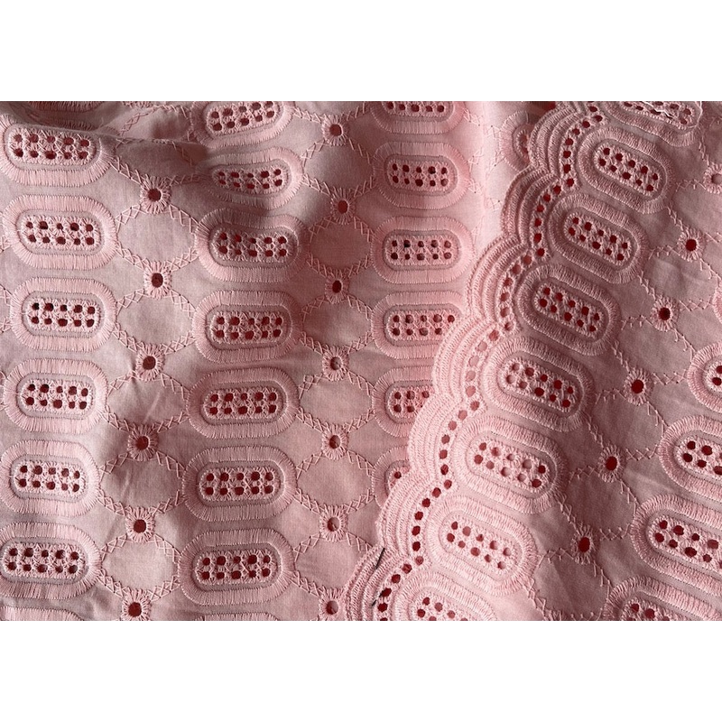 Trellis Soft Heirloom Rose Dust Pink Scalloped Cotton Eyelet (Made in Italy)