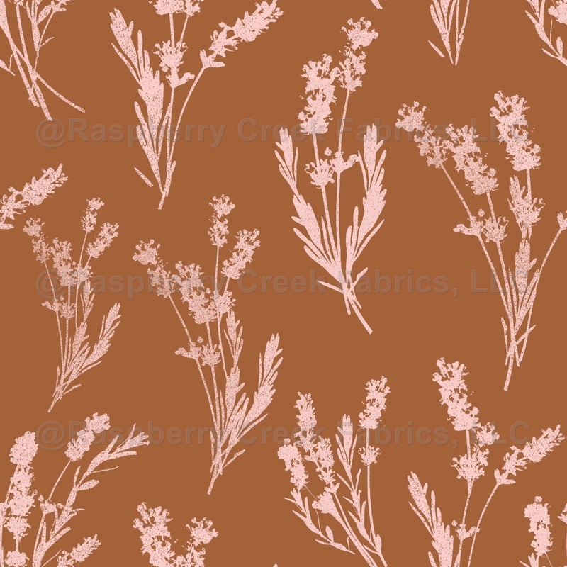 Botanical Lavender Sprig Silhouette Pattern Earth Light Rose