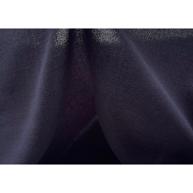 Designer Semi-Sheer Navy Ink Blue Wool Crepe (Made in Italy)