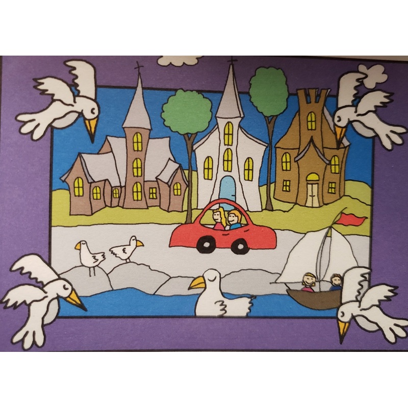 Mahone bay with Seagulls - Rug Hooking Paper Pattern - Shelly Atkinson